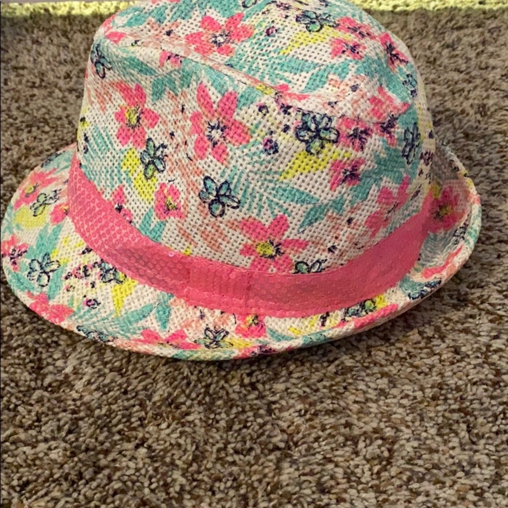 Girls floral fedora hat